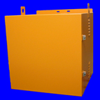 19 inch Rack Mount Enclosure, Custom NEMA 3R, Powder Coated Bright Orange, JIC Cover Closed, Lifting Lugs, Ground Stud, Wall Mount, Installed the Amazon Troprical Rain Forest in Brazil by an American Tele-communications. Designed and manufactured by Nemaco Technology - USA